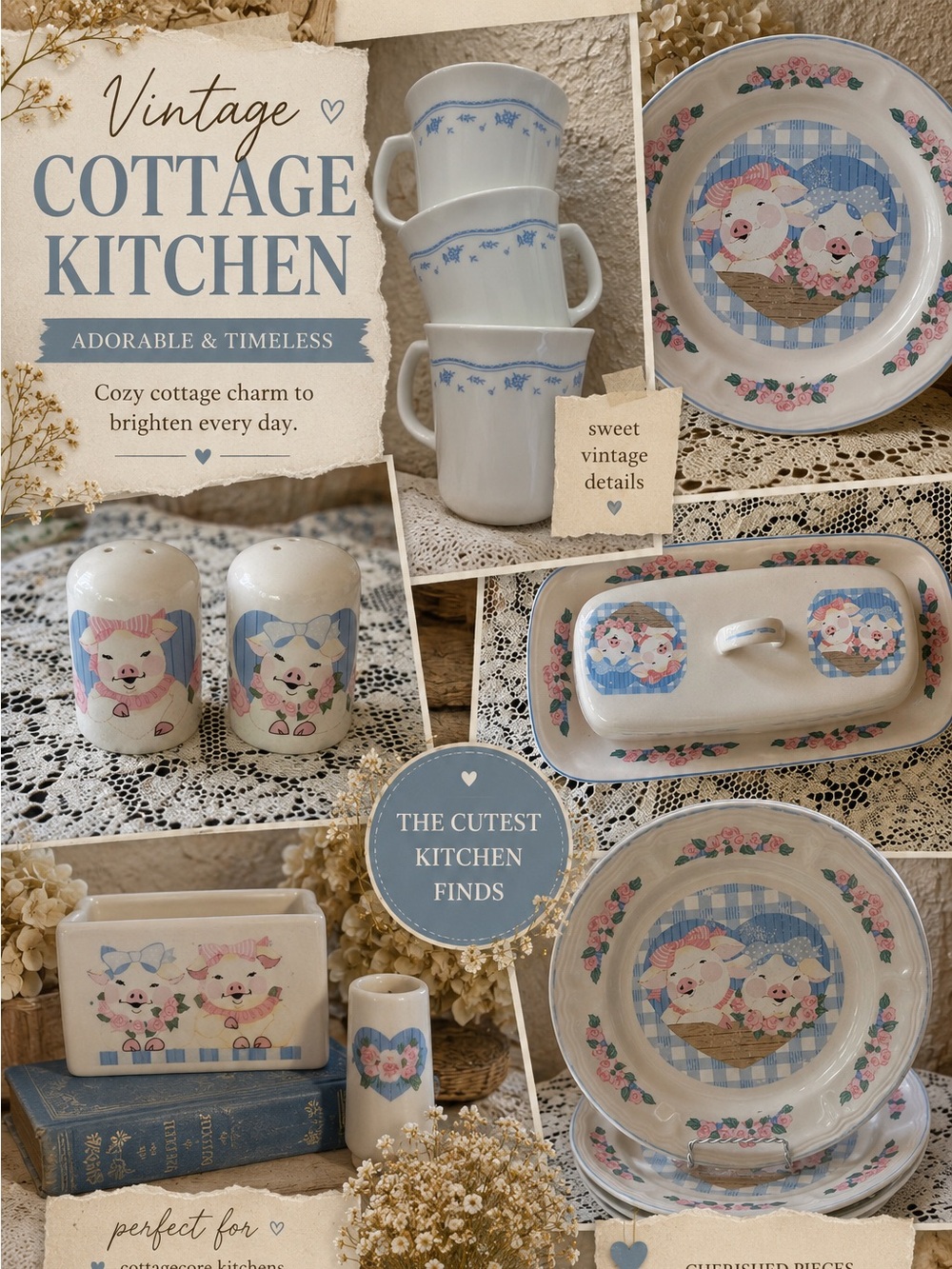 🐷💙 Vintage Tienshan “Pig & Pal” Collection 💙🐷